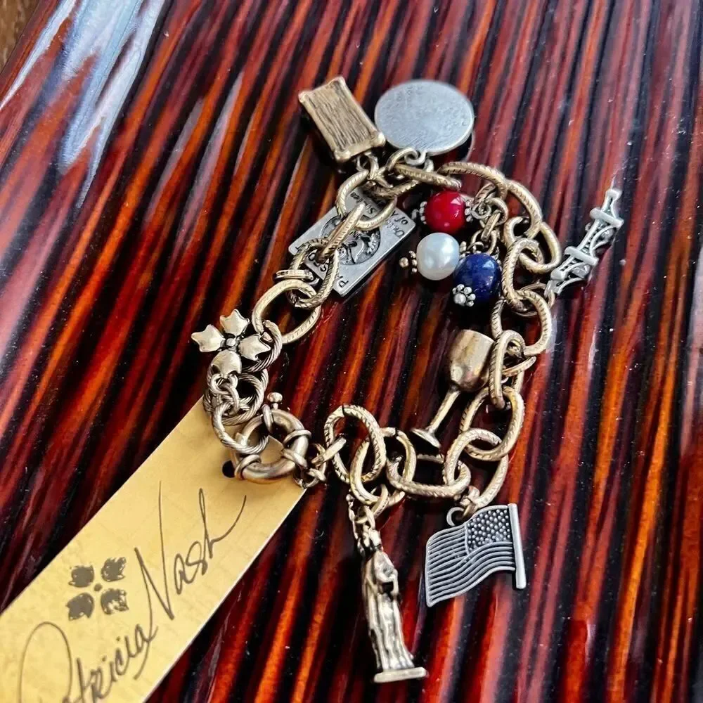 New Patricia Nash USA Charm Bracelet World Traveler #PNBR